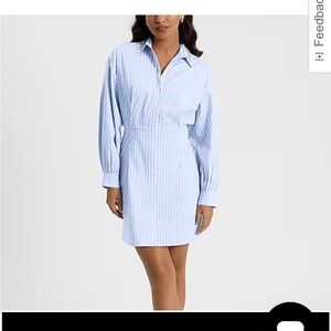 Express Light Blue Striped Shirt Dress
